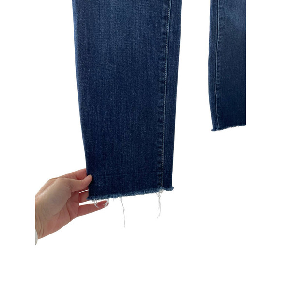 L'AGENCE DARK WASH FRAYED ANKLE DENIM JEANS - Picture 5 of 8